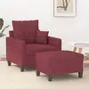Image de vidaXL Fauteuil avec repose-pied Rouge bordeaux 60 cm Tissu