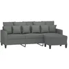 Image de vidaXL Canapé à 3 places avec repose-pieds Gris foncé 180 cm Tissu