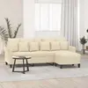 Image de vidaXL Canapé à 3 places avec repose-pieds Crème 180 cm Tissu