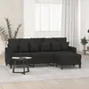 Image de vidaXL Canapé à 3 places avec repose-pieds Noir 180 cm Tissu
