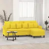 Image de vidaXL Canapé à 3 places avec repose-pieds Jaune clair 180 cm Tissu