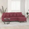 Image de vidaXL Canapé à 3 places avec repose-pieds Rouge bordeaux 180 cm Tissu
