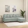 Image de vidaXL Canapé à 3 places avec repose-pieds Gris clair 180 cm Velours