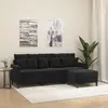 Image de vidaXL Canapé à 3 places avec repose-pieds Noir 180 cm Velours