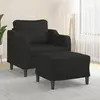 Image de vidaXL Fauteuil avec repose-pied Noir 60 cm Tissu