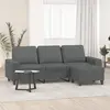 Image de vidaXL Canapé à 3 places avec repose-pieds Gris foncé 180 cm Tissu