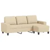 Image de vidaXL Canapé à 3 places avec repose-pieds Crème 180 cm Tissu