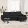 Image de vidaXL Canapé à 3 places avec repose-pieds Noir 180 cm Tissu