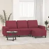 Image de vidaXL Canapé à 3 places avec repose-pieds Rouge bordeaux 180 cm Tissu