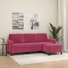 Image de vidaXL Canapé à 3 places et repose-pieds Rouge bordeaux 180 cm Velours