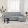 Image de vidaXL Canapé à 3 places avec repose-pieds Gris clair 180 cm Tissu