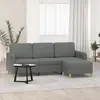 Image de vidaXL Canapé à 3 places avec repose-pieds Gris foncé 180 cm Tissu