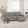 Image de vidaXL Canapé à 3 places avec repose-pieds Taupe 180 cm Tissu