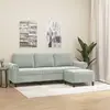 Image de vidaXL Canapé à 3 places avec repose-pieds Gris clair 180 cm Velours