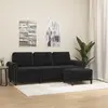 Image de vidaXL Canapé à 3 places avec repose-pieds Noir 180 cm Velours