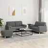 Image de vidaXL Ensemble de canapés 3 pcs coussins gris foncé tissu