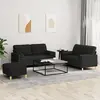 Image de vidaXL Ensemble de canapés 3 pcs avec coussins noir tissu