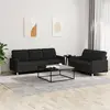 Image de vidaXL Ensemble de canapés 2 pcs avec coussins Noir Tissu