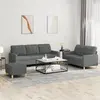 Image de vidaXL Ensemble de canapés 3 pcs avec coussins Gris foncé Tissu