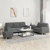 Image de vidaXL Ensemble de canapés 3 pcs coussins gris foncé tissu