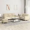 Image de vidaXL Ensemble de canapés 3 pcs avec coussins crème tissu