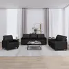 Image de vidaXL Ensemble de canapés 3 pcs avec coussins Noir Similicuir