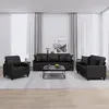 Image de vidaXL Ensemble de canapés 3 pcs avec coussins noir similicuir