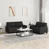 Image de vidaXL Ensemble de canapés 2 pcs avec coussins Noir Similicuir