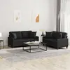 Image de vidaXL Ensemble de canapés 2 pcs avec coussins noir similicuir