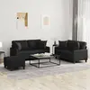 Image de vidaXL Ensemble de canapés 3 pcs avec coussins noir similicuir