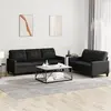 Image de vidaXL Ensemble de canapés 2 pcs avec coussins Noir Similicuir