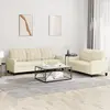 Image de vidaXL Ensemble de canapés 2 pcs avec coussins Crème Similicuir