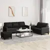 Image de vidaXL Ensemble de canapés 3 pcs avec coussins Noir Similicuir