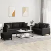 Image de vidaXL Ensemble de canapés 3 pcs avec coussins noir similicuir