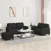 Image de vidaXL Ensemble de canapés 3 pcs avec coussins Noir Similicuir