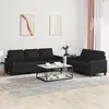 Image de vidaXL Ensemble de canapés 2 pcs avec coussins Noir Similicuir