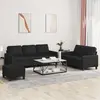 Image de vidaXL Ensemble de canapés 3 pcs avec coussins Noir Similicuir