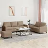 Image de vidaXL Ensemble de canapés 3 pcs avec coussins Cappuccino Similicuir