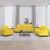 Image de vidaXL Ensemble de canapés 3 pcs avec coussins Jaune clair Tissu