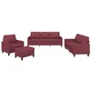 Image de vidaXL Ensemble de canapés 4 pcs avec coussins Rouge bordeaux Tissu