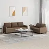 Image de vidaXL Ensemble de canapés 2 pcs avec coussins Marron Tissu