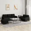 Image de vidaXL Ensemble de canapés 3 pcs avec coussins Noir Tissu