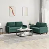 Image de vidaXL Ensemble de canapés 2 pcs avec coussins Vert foncé Velours