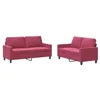 Image de vidaXL Ensemble de canapés 2 pcs avec coussins Rouge bordeaux Velours