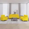 Image de vidaXL Ensemble de canapés 3 pcs avec coussins Jaune clair Tissu