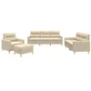 Image de vidaXL Ensemble de canapés 4 pcs avec coussins Crème Tissu