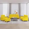 Image de vidaXL Ensemble de canapés 4 pcs avec coussins Jaune clair Tissu