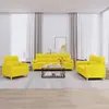 Image de vidaXL Ensemble de canapés 3 pcs avec coussins jaune clair tissu