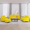 Image de vidaXL Ensemble de canapés 4 pcs avec coussins jaune clair tissu