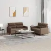 Image de vidaXL Ensemble de canapés 2 pcs avec coussins Marron Tissu